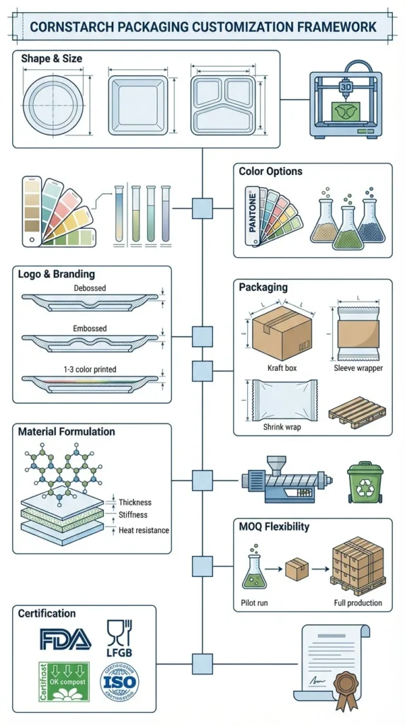 Schematic diagram of the customization process for disposable corn starch tableware and sugarcane fiber tableware